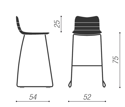 sgabello Cable artigianale di design per ufficio fantasmino quote dimensionali Moschella