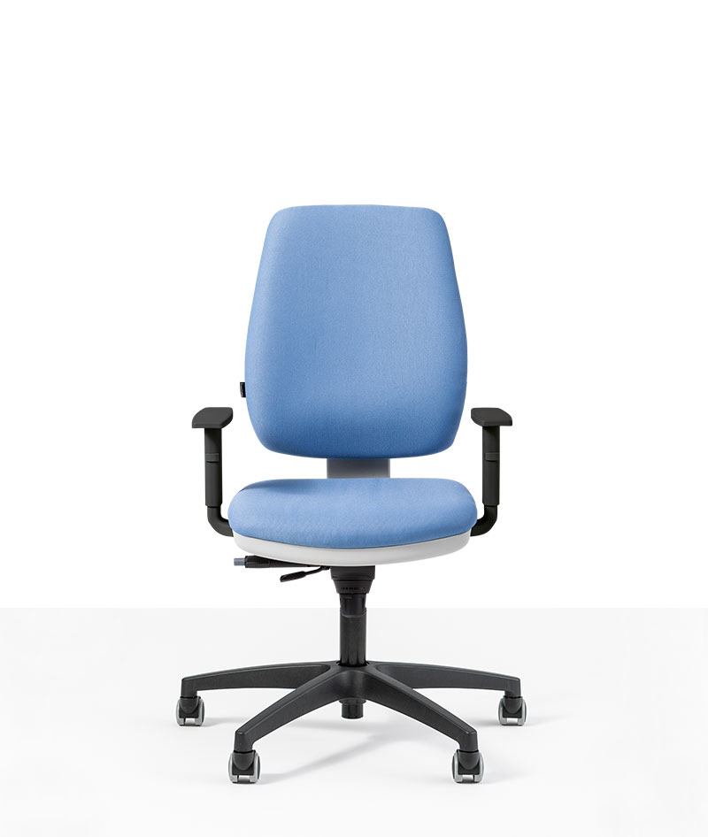 seduta orion blue alta operativa artigianale di design per ufficio vista1 frontale moschella