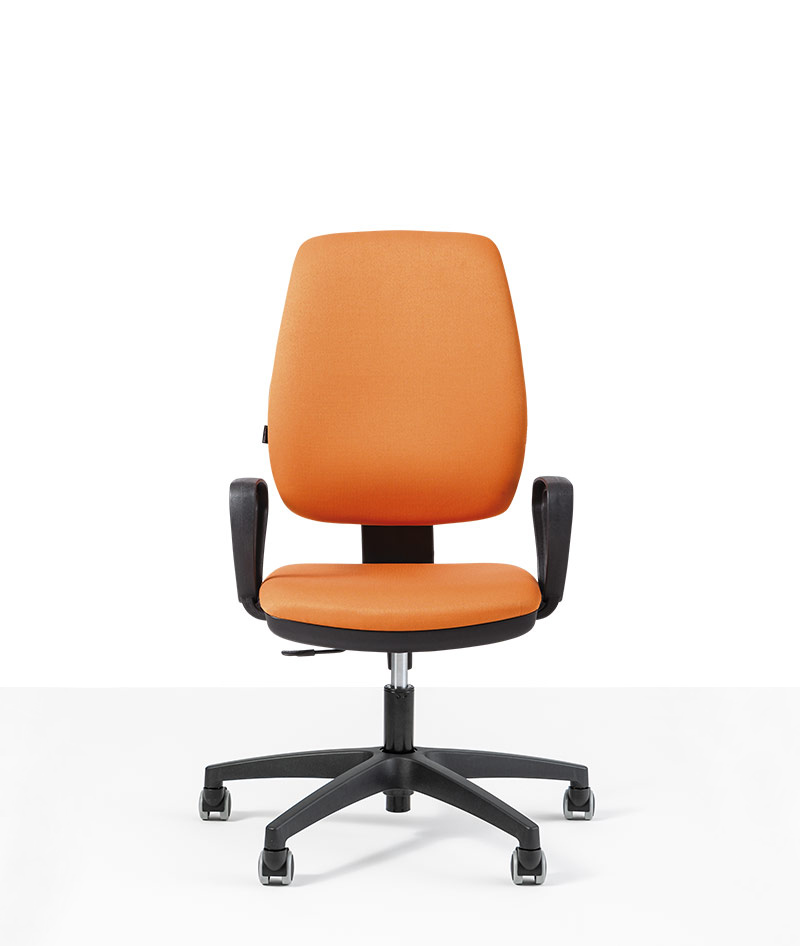 seduta orion orange alta operativa artigianale di design per ufficio vista1 frontale moschella