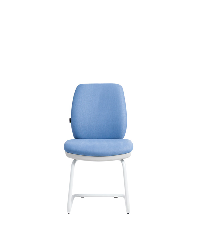 seduta orion blue visitatore slitta operativa artigianale di design per ufficio vista1 frontale moschella
