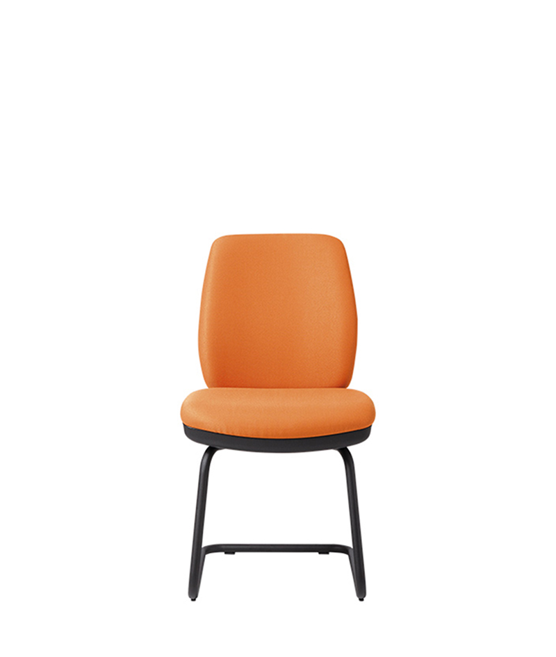 seduta orion orange visitatore slitta operativa artigianale di design per ufficio vista1 frontale moschella