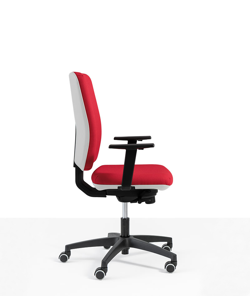 seduta ready alta rosso operativa artigianale di design per ufficio vista3 laterale moschella