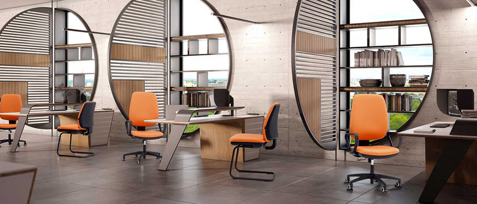 sedute arancio interno ufficio Moschella Sedute prodotti artigianali Made in Italy Abruzzo