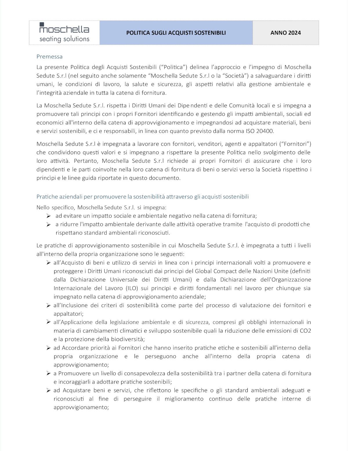 Politica sugli aquisti sostenibili