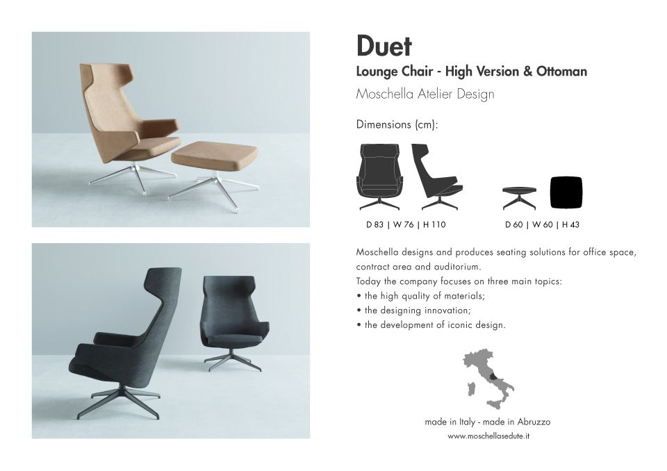 nuova duet lounge high scheda tecnica Moschella Sedute