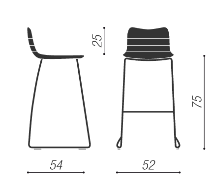 sgabello Cable artigianale di design per ufficio fantasmino quote dimensionali Moschella