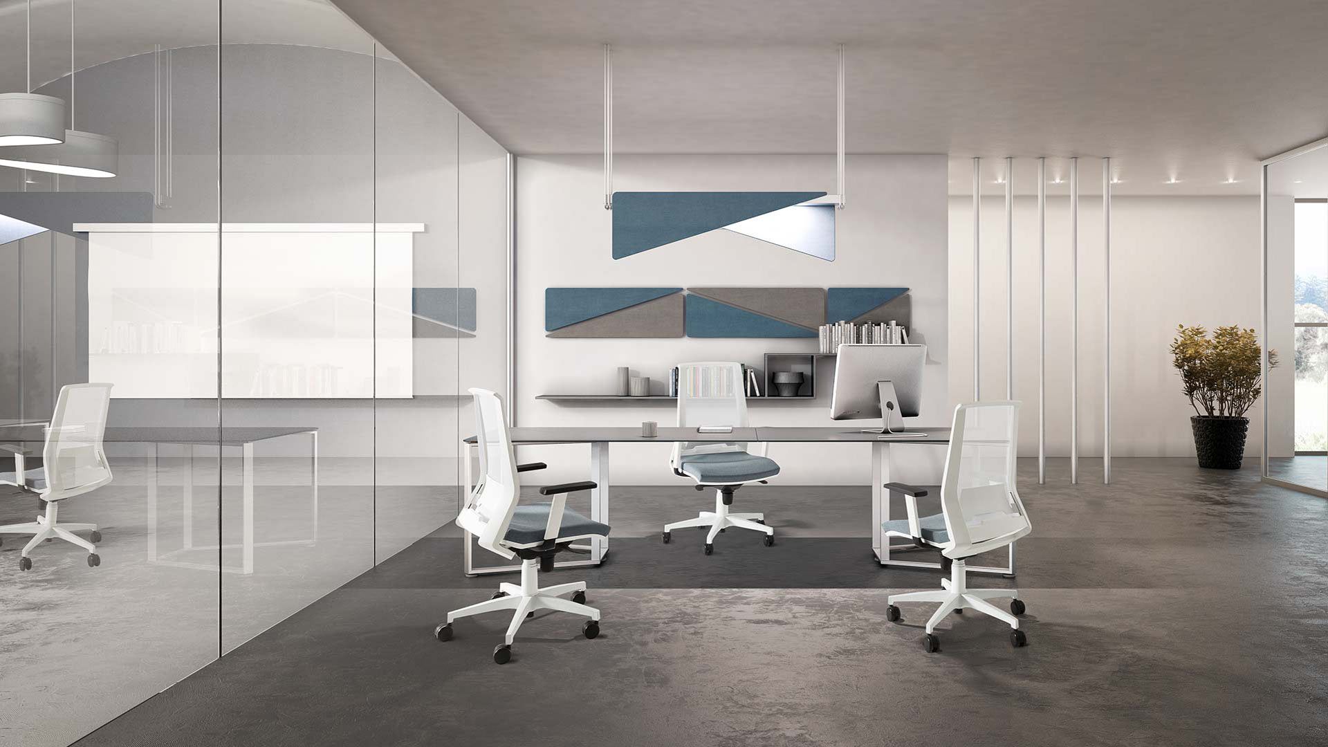 ufficio con sedute Light Mesh artigianali di design per ufficio environment ambiente Moschella Sedute Abruzzo